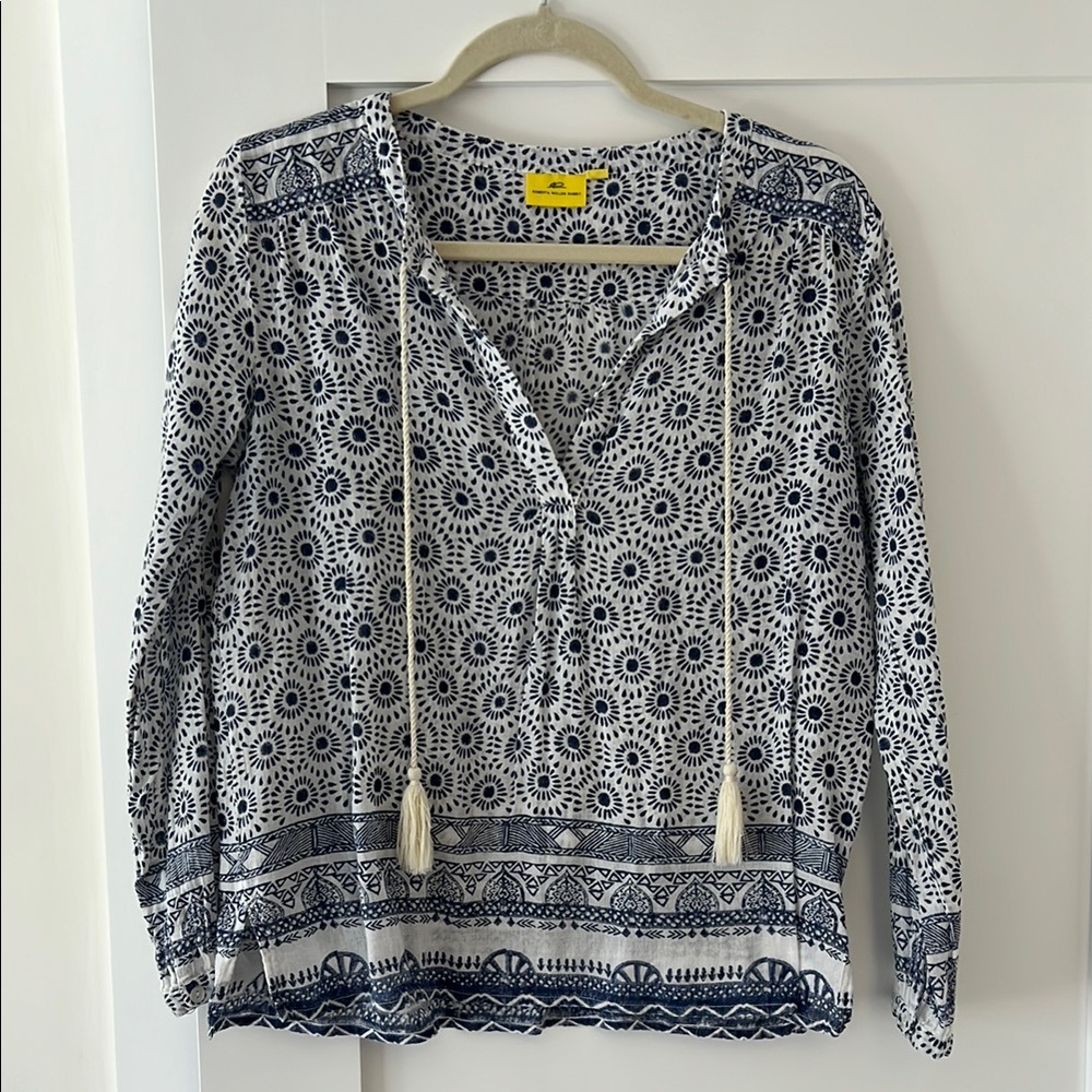 Roberta Roller Rabbit Blue and White  printed top